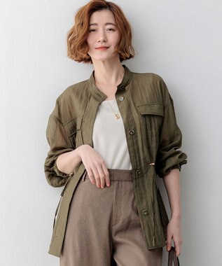 23区 【先行予約/見上愛さん着用】リネンミックスシアースラブ ミリタリージャケット