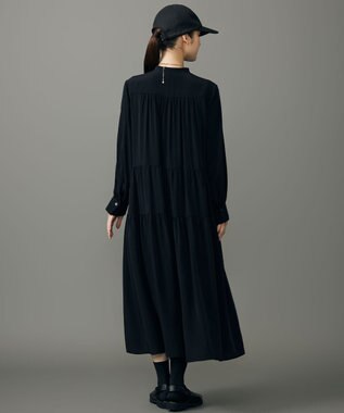 自由区 L シルキータッチティアード ドレス ブラック