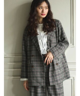 Green Parks ・ＥＬＥＮＣＡＲＥ　ＤＵＥ　チェックテーラードジャケット Charcoal Gray