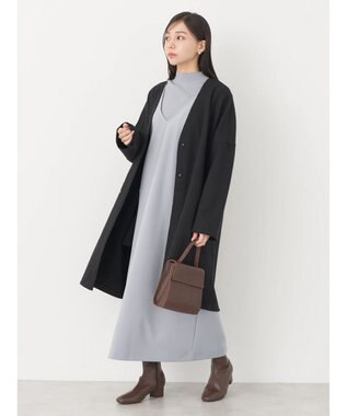 earth music&ecology 圧縮風ポンチコーディガン Black