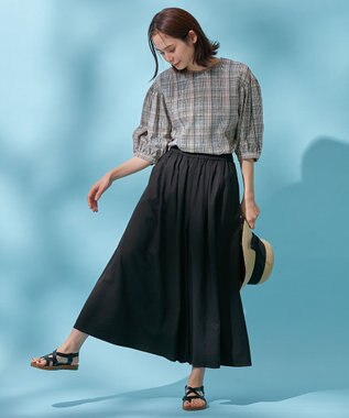 ANY 【ウエストゴム/接触冷感/UVケア】清涼リネンスカーチョ ブラック