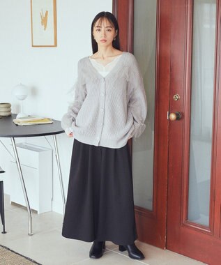 earth music&ecology チュールフリルカーディガン Light Gray