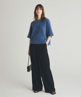 UNFILO マイビューティ タックワイドパンツ ブラック