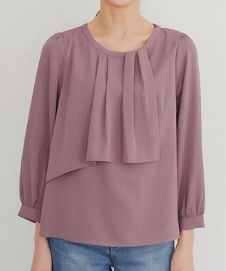 Tiaclasse 【洗える】アシンメトリードレープブラウス モーヴピンク