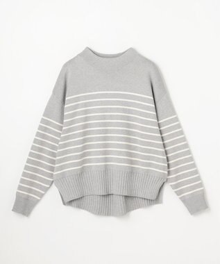 ANY 【新色追加】ハイネックデイリーニット グレー×オフ