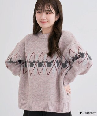 Green Parks ミッキー＆フレンズ／アーガイル柄ニット Pink
