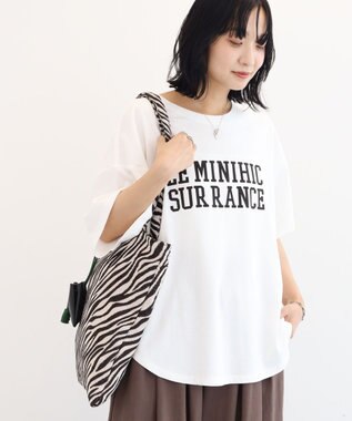 Green Parks 裾ラウンド機能ロゴTシャツ Off White