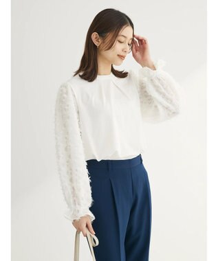 Green Parks 袖ジャガードドッキングプルオーバー Off White