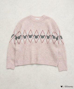 Green Parks ミッキー＆フレンズ／アーガイル柄ニット Pink