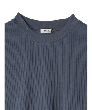 earth music&ecology フレンチスリーブリブプルオーバー Blue
