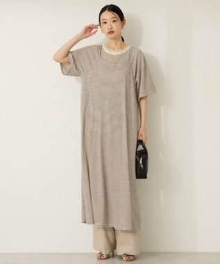 AMERICAN HOLIC 【2点セット】レイヤードボーダーＴワンピース Brown