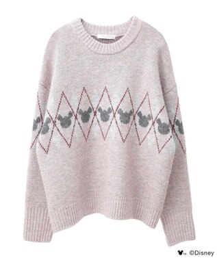 Green Parks ミッキー＆フレンズ／アーガイル柄ニット Pink