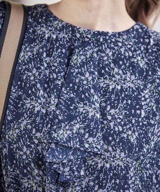 Tiaclasse 【新色追加・洗える】花柄フリルドレープワンピース ラベンダー