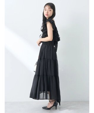 earth music&ecology フロッキードットフリルビスチェ Black