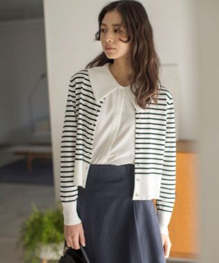 組曲 フラワーメタル ニット カーディガン オフボーダー