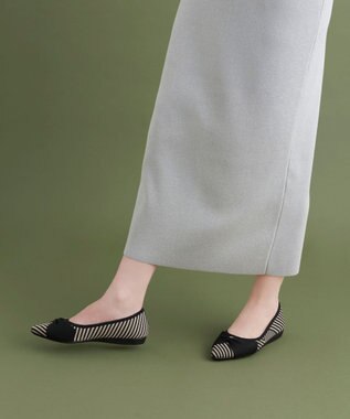 steppi 【洗える/撥水】リボン ポインテッド パンプス ブラック