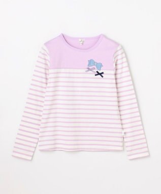 組曲 KIDS 【150-160㎝】リボンボーダー Tシャツ ラベンダー