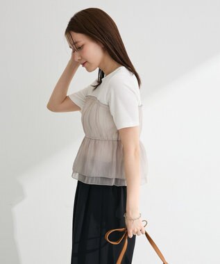 Green Parks オーガンジービスチェドッキング半袖プルオーハ Gray