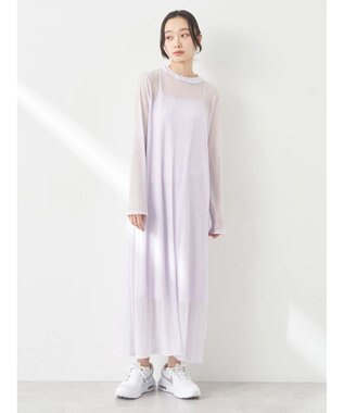 earth music&ecology ＳＥＴ２点シアーワンピース＋ペチワンピース Purple