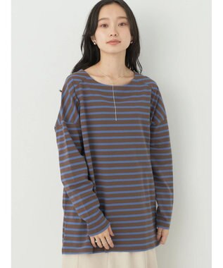 earth music&ecology バック釦ボーダーチュニック