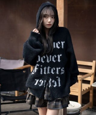 WEGO シャギーグラフィックZIPパーカー ブラック