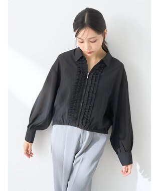 earth music&ecology フリルシャツ Black