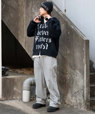 WEGO シャギーグラフィックZIPパーカー ブラック