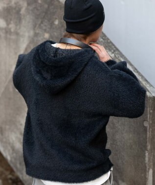 WEGO シャギーグラフィックZIPパーカー ブラック