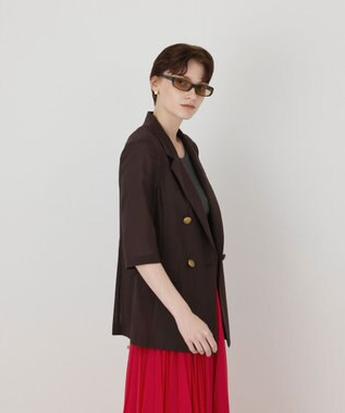 GRACE CONTINENTAL シアーハーフスリーブジャケット ブラウン