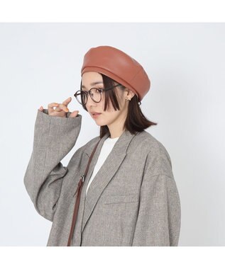 林八百吉商店 un chapeau  エコレザーベレー オレンジ