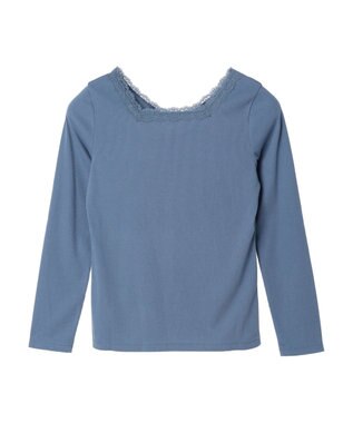 earth music&ecology 前後２ＷＡＹ襟レースプルオーバー Blue