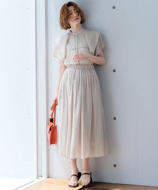 23区 【接触冷感/洗える】シアーフィルム ブラウス ベージュ系