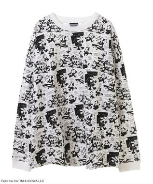 Green Parks ■ＦＥＬＩＸ　総柄ｐｔ　ロンＴＥＥ White×Black