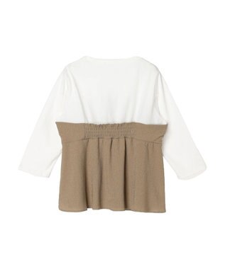 Green Parks ７分袖ビスチェドッキング風カットプルオーバー Beige