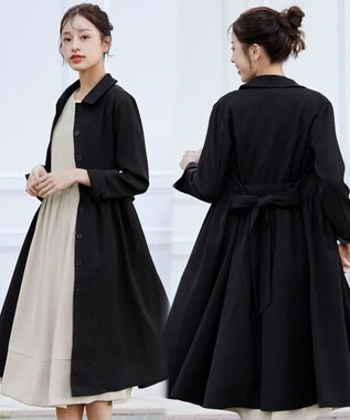 Tiaclasse L 【洗える】ステンカラードレスコート ブラック