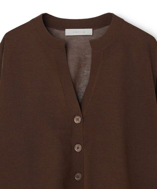 UNFILO シアーフォルムニット キーネックカーディガン ブラウン