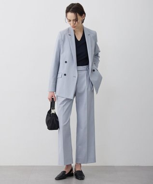 ICB L シンセティックフルニードル Vネックニット ネイビー×ブラック配色