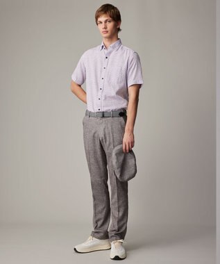 JOSEPH ABBOUD 【ビジネスシーンに最適・サステイナブル】ソアロンンシャンブレープリント 半袖 シャツ ライラック系5