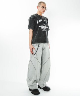 WEGO 【ユニセックス着用ITEM】グラフィックヘンリーネックT（SS） ブラック