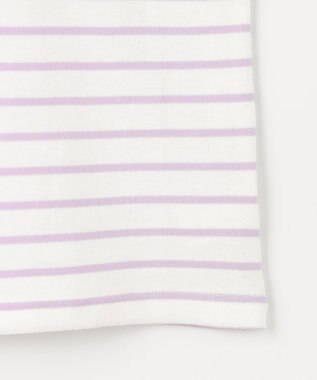 ANY KIDS リボン×ボーダー長袖Tシャツ ラベンダー×エクリュ