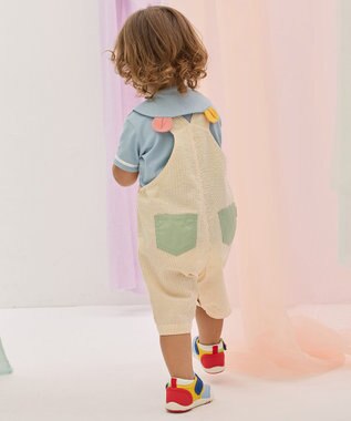 MIKI HOUSE HOT BISCUITS 【70-110cm】 ビーンズ×お菓子シリーズ サッカー素材オーバーオール 黄