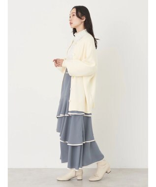 earth music&ecology パイピングフリルティアードスカート Gray