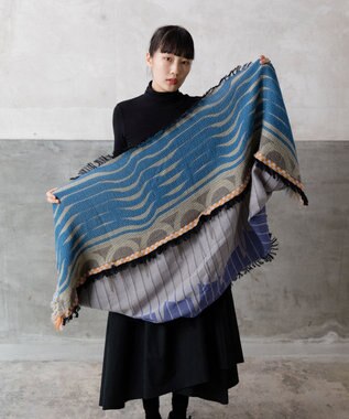 POLS 【ウール混】Breeze モヒカンウールストール ブルー
