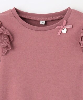 ANY KIDS 袖 レース ガーリー Ｔシャツ ローズピンク