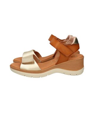 INTER-CHAUSSURES 【Marila】異素材コンビウエッジサンダル ブラウンコンビ