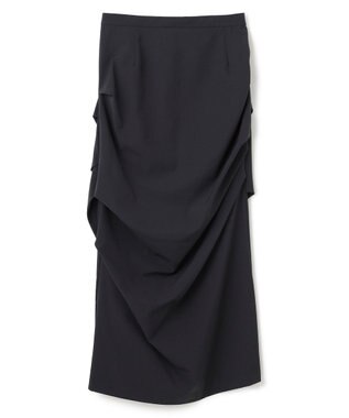 BEIGE， 【接触冷感/UVカット/洗える】YANN / サイドタックIラインロングスカート Black