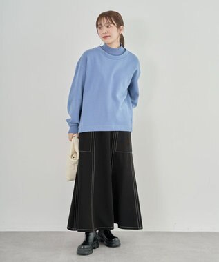 Green Parks 配色リブニットドッキング裏起毛プルオーバ Light Blue