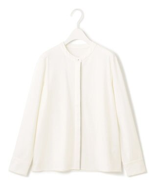 ICB L 【洗える】コンパクトモクロディ バンドカラーカットソー オフホワイト系