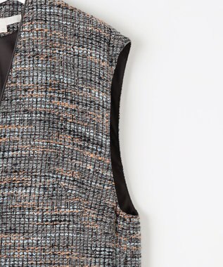 自由区 L 【洗える】エアリーツイード ジャンパースカート グレイッシュミントミックス