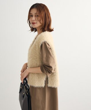 Green Parks ＳＥＴ２点ラメフェザーベスト＋ミニ裏毛ワンピース Beige